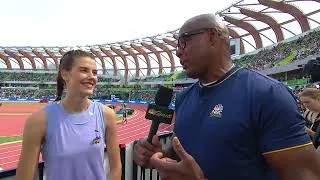 Thumbnail: Yaroslava Mahuchikh of Ukraine bests her world championship height in emotional Prefontaine victory
