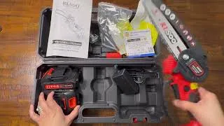 Thumbnail: Mini Chainsaw Cordless, 6 Inch Handheld Chain Saw Battery Powered with 2 Rechargeable Batteries and