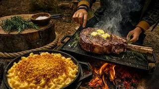 Thumbnail: Juicy Steak & Mac and Cheese | ASMR Outdoor Cooking 🔥