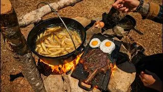 Thumbnail: Tomahawk Steak Sizzling in Rosemary Butter Over Open Flames | Outdoor Cooking ASMR