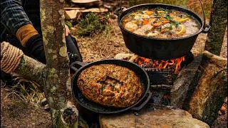 Thumbnail: Juicy Salmon Soup with Homemade Pie Under Olive Trees | California ASMR Outdoor Cooking