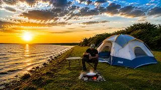 Thumbnail: Surviving a Windy Night by the Lake | ASMR Solo Camping