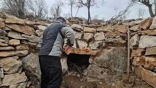 Thumbnail: building survival shelter and fireplace in freezing temperature🥶/ alone in forest 🌳 