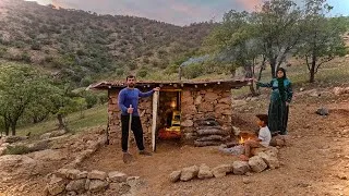 Thumbnail: Building a charity stone cabin with fireplace for nomadic family | survival shelter #tayeba