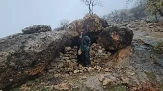 Thumbnail: Building a cave shelter in rainstorm/ trapped in rain and fog 