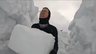 Thumbnail: 9ft Deep Snow Survival Camping | Building a Giant Bushcraft Quinzee Shelter Tommy two winter camping