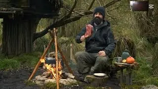 Thumbnail: Building wood survival shelter in wildlands camping 