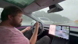 Thumbnail: Tesla Vision-Only FSD In A Downpour