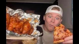 Thumbnail: ASMR Eating Sounds and Ramble 3 *Pizza, Wings, Ice Cold Water*