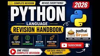 Thumbnail: Python Language Revision Handbook 2026 | Complete Python Revision for Data Analysts in Hindi