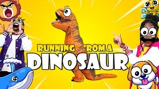 Thumbnail: RUNNING FROM A DINOSAUR | Funny ANIMALS Sing-along for Kids