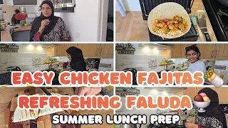 Thumbnail: Summer Lunch Prep 🌞 | Easy Chicken Fajitas 🌯 & Homemade Falooda 🍨 | Pakistani Mom in UK Vlog