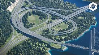 Thumbnail: Designing Double & Flow Trumpet Interchange at North Bridge | Cities Skylines 2 - Merlion Bay [56]