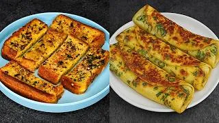 Thumbnail: 2 Easy Cheese Breakfast Recipes | Cheese Garlic Bread | Cheese Crepe Roll | New Breakfast Ideas