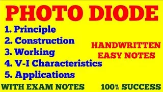 Thumbnail: PHOTODIODE || PRINCIPLE, CONSTRUCTION, WORKING, V-I CHARACTERISTICS OF PHOTO DIODE || EXAM NOTES ||
