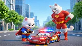 Thumbnail: Kitten Built a Can Police Rescue Car — They Laughed, Then Regretted It 😱 | Cat AI Story