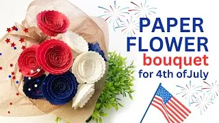 Thumbnail: Paper Rose Bouquet for 4th of July | Paper Flower Bouquet Making