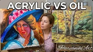 Thumbnail: Acrylic Portrait in 1 Hour + Old Oil Landscape | Acrylic Painting Process #Painting