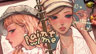 Thumbnail: ⋆｡filling pages in my sketchbook + new art supplies ✦ paint w/ me ☁︎ ˚⋆