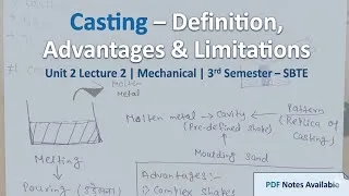 Thumbnail: Casting: Definition, Advantages & Limitations | Unit 2 Lecture 2 | SBTE 3rd Semester