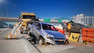 Thumbnail: Road Hazards Gone Wrong | Road Potholes and Car Crashes #2 - BeamNG.Drive