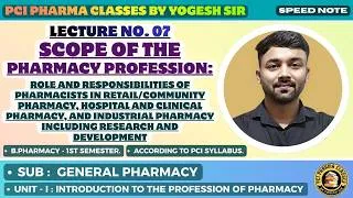 Thumbnail: Scope of the Pharmacy Profession,Roles & Responsibilities of Pharmacists,Lecture-7,General Pharmacy.
