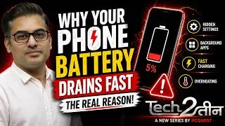 Thumbnail: Why Your Phone Battery Drains So Fast 🔋 (And How to Fix It) #Tech2तीन