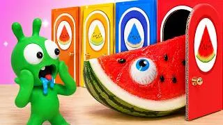 Thumbnail: Pea Pea Opens the Mystery Watermelon Doors 🍉🌈 Pea Pea World