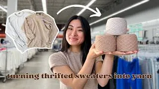 Thumbnail: knitting a cashmere tee using $15 worth of thrifted sweaters | tutorial & project vlog