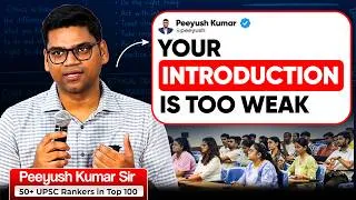 Thumbnail: Your Introduction is Too Weak! | UPSC Interview Tips | Peeyush Kumar Sir | Sarrthi IAS