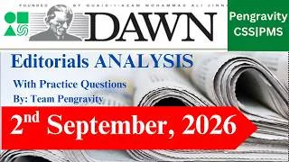 Thumbnail: DAWN Editorial Analysis | 2nd September 2026 | CSS 2027 | PMS Preparation | Current Affairs