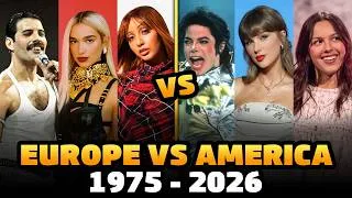 Thumbnail: One Song Per Year: Europe vs America (1975-2026)