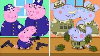 Thumbnail: George Pig Family Police vs Edmond Elephant Family Military | Peppa Pig Funny Animation