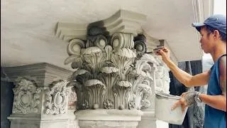 Thumbnail: Decorative Plaster on decorative patterns Round Mansion Columns | Expert Craftsmanship