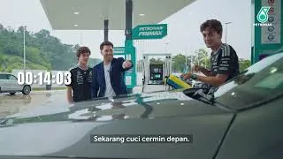 Thumbnail: George Russell takes on the PETRONAS pitstop challenge!
