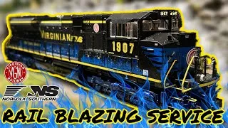 Thumbnail: RAIL BLAZING SERVICE! 🔥 NS Virginian Heritage SD70ACe on My O Gauge Train Layout! 
