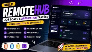Thumbnail: Build RemoteHub 💼 Job Board & Application Tracker | HTML CSS JS Bootstrap