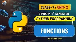 Thumbnail: Functions | Python Programming | Class 7 | Unit 2 | Sem 1st | B.Pharm #pythonprogramming  #bpharm