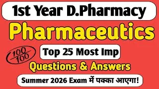 Thumbnail: Pharmaceutics Summer 2026 Exam Top 25 IMP Questions & Answers