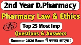Thumbnail: Pharmacy Law and Ethics Summer 2026 Exam Top 25 IMP Questions & Answers