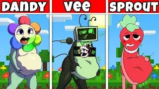 Thumbnail: Dandy's world but Dandy & Vee & Sprout | Something went wrong | Wonderful Pixel Art Minecraft 