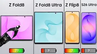 Thumbnail: Galaxy Z Fold 8 vs. Fold 8 Ultra vs. Flip 8 vs. S26 Ultra Battery Test