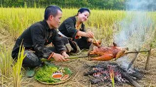 Thumbnail: Golden Rice Harvest With Dwarf Family | Wild Quail Catching & Cooking Skills