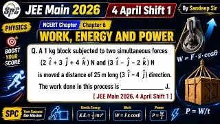 Thumbnail: A 1kg block subjected to two simultaneous forces ( 2i +3j +4k ) N and ( 3i- j - 2 | JEE 2026 4 April