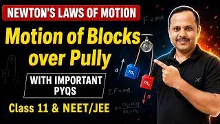 Thumbnail: Motion of Blocks Over Pulley | Tension & Acceleration | Class 11 Physics | NEET | JEE