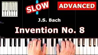 Thumbnail: Bach - Invention 8 - SLOW Piano Tutorial Easy