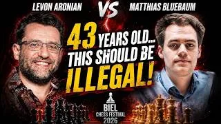 Thumbnail: 43 YEARS OLD… THIS SHOULD BE ILLEGAL! | Levon Aronian vs Matthias Bluebaum | Chess Analysis