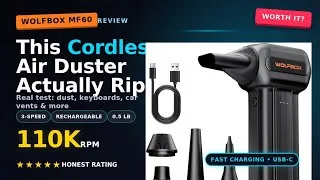 Thumbnail: Customer Reviews:WOLFBOX MF60 Compressed Air Duster, 3-Speed Adjustable, Electric