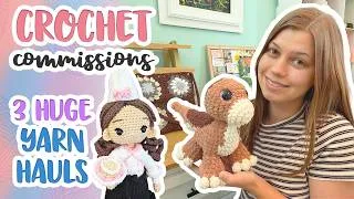Thumbnail: Crochet With Me: Packing 3 Huge Custom Commissions! 🦖🍰 (Small Business Vlog)