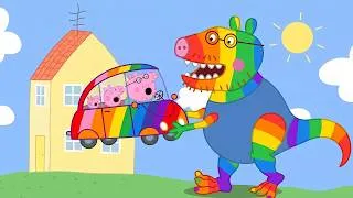 Thumbnail: Daddy Pig Turns Into a Rainbow Dinosaur! | Peppa Pig Funny Animation